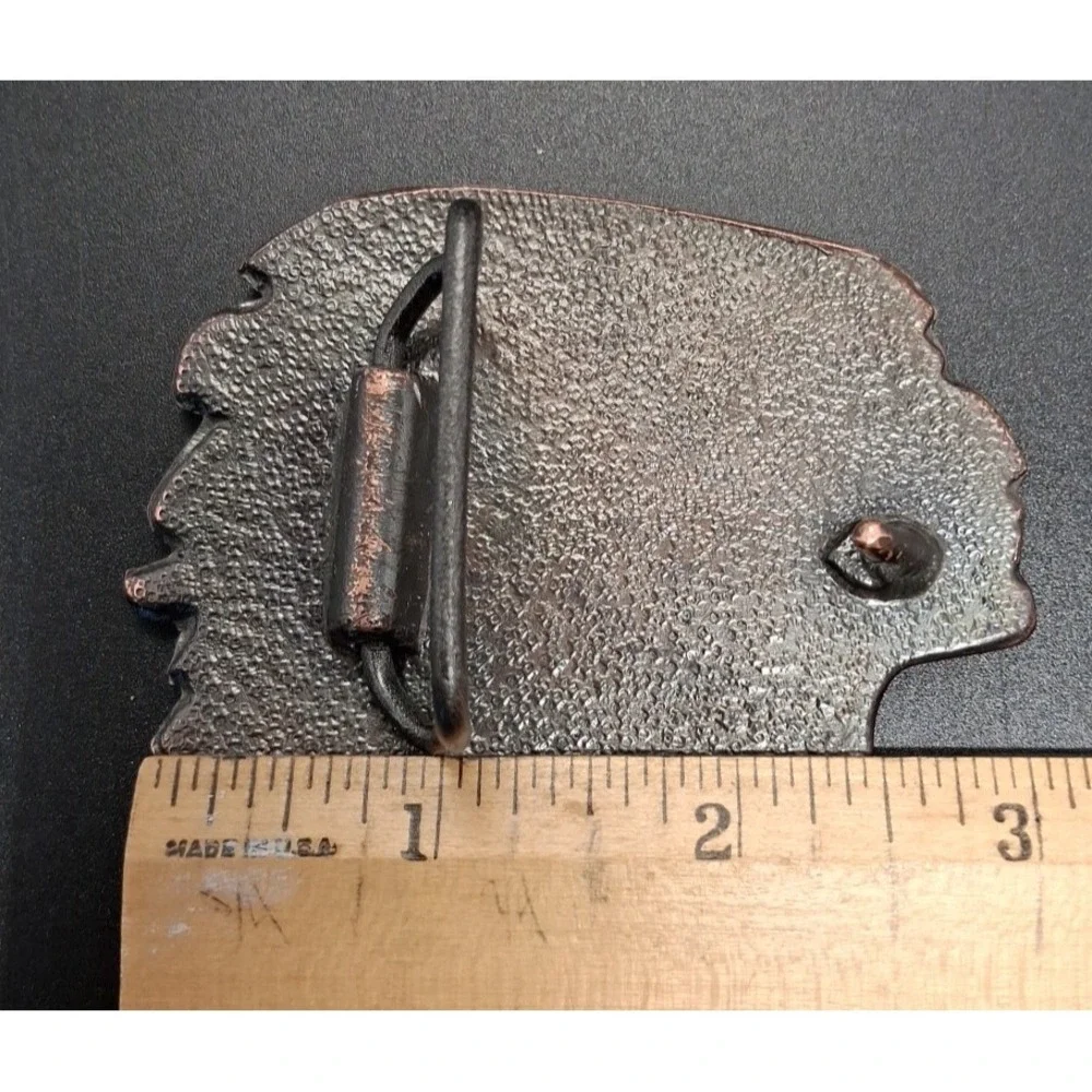 Native American Indian Warrior Chief Head‎ Copper Tone Belt Buckle